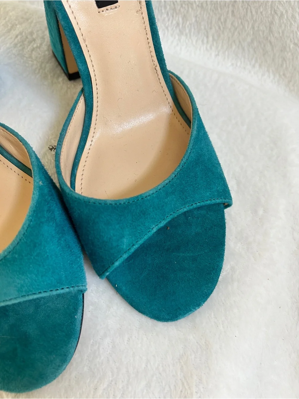 Nine West Teal Suede Slingback Block Heels